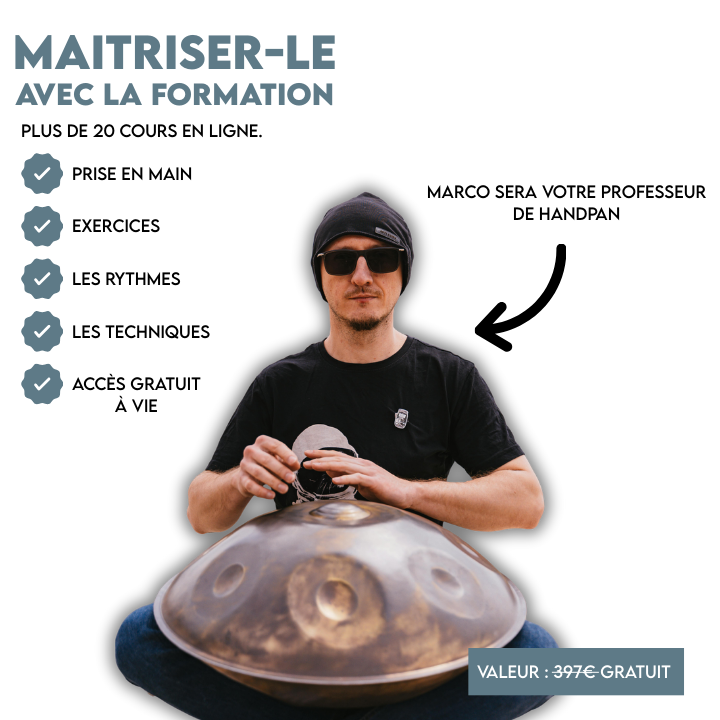 Handpan Léopard 9/10/12 notes Ré mineur Kurd