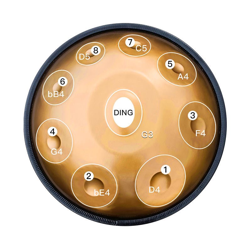 Handpan 9 notes doré - Sol mineur - Pandrum